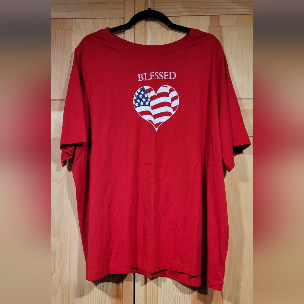 Red Patriotic Blessed Tee Size 3X NWT